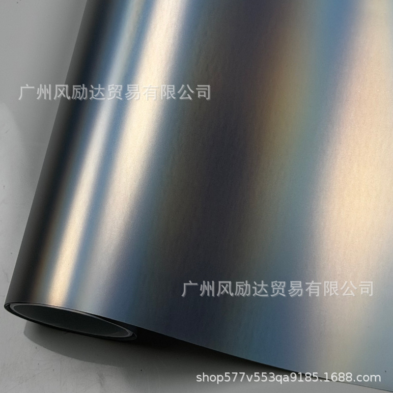 PET car color change film, ultra-sub-laser rainbow electroplated metallic gold sticker for interior rearview mirror