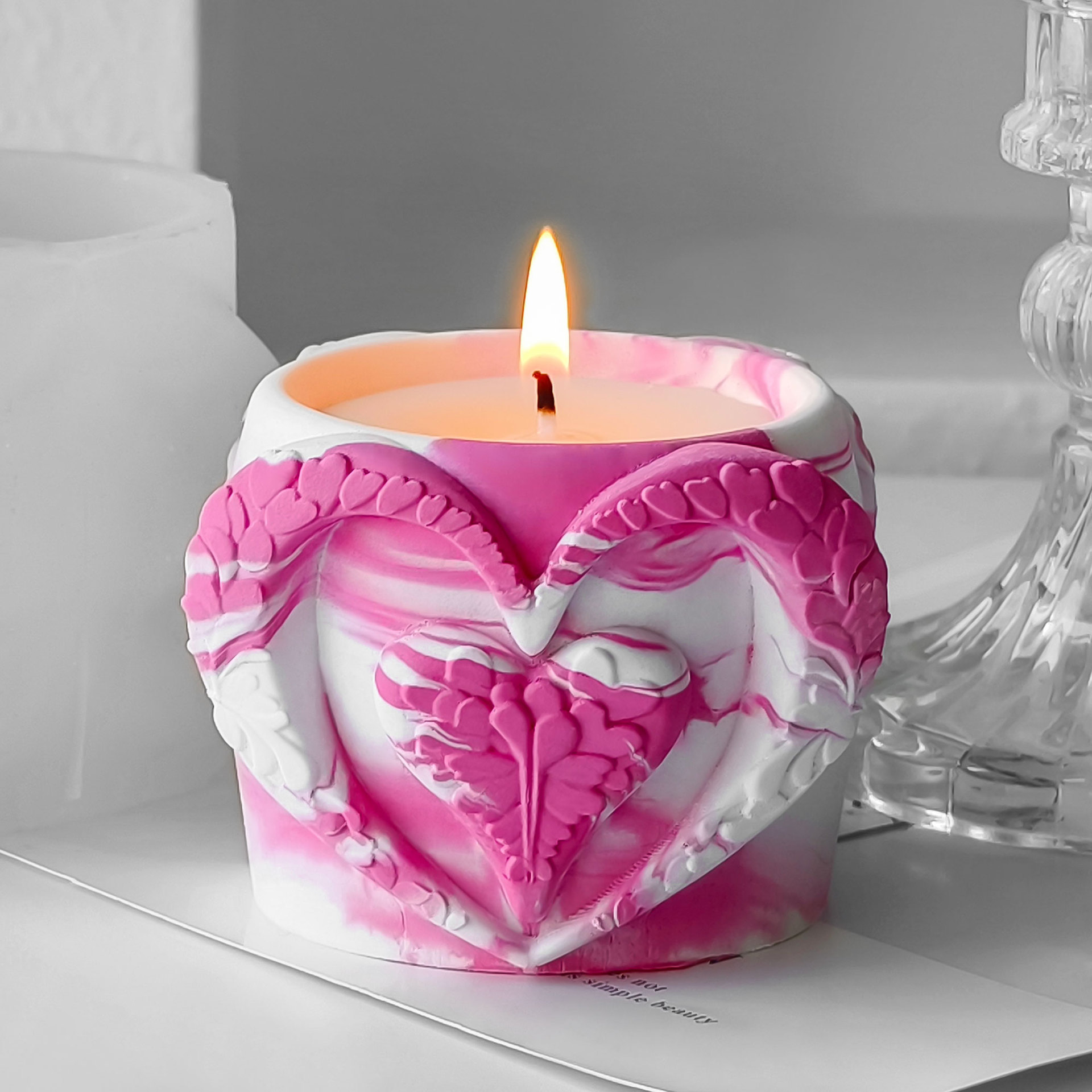 Jiahui Mei día de San Valentín taza de cera molde de cera DIY hecha a mano taza de cera en forma de corazón decoración de regalo