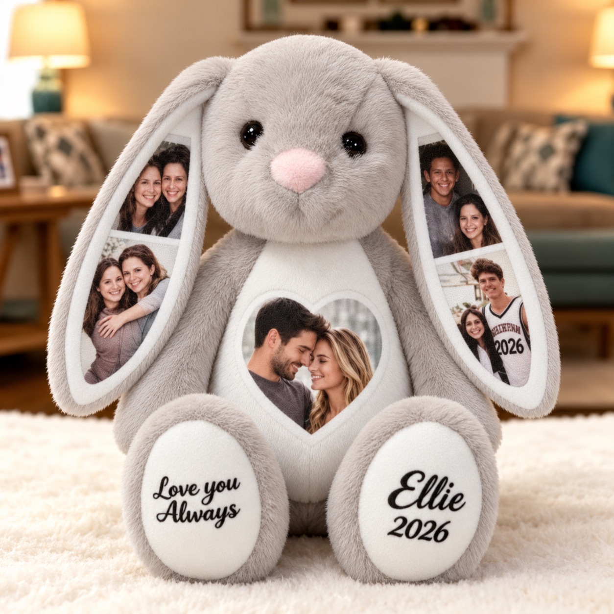 Cross-border DIY sublimation plush long-eared rabbit, heat transfer photo long-eared rabbit, sublimation bunny