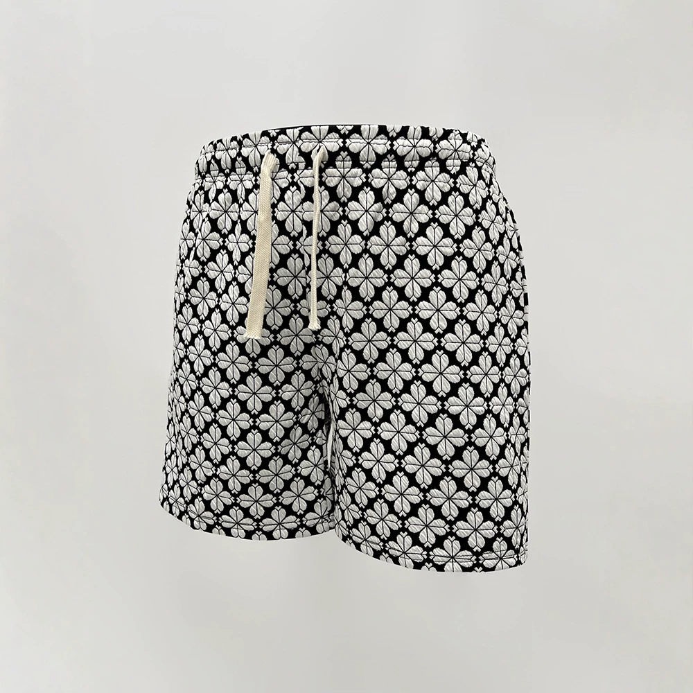 Men's Women's Trendy Houndstooth Casual Straight Leg Loose Fit Summer Shorts All Over Floral Print Beach Clothing_viptrois.com