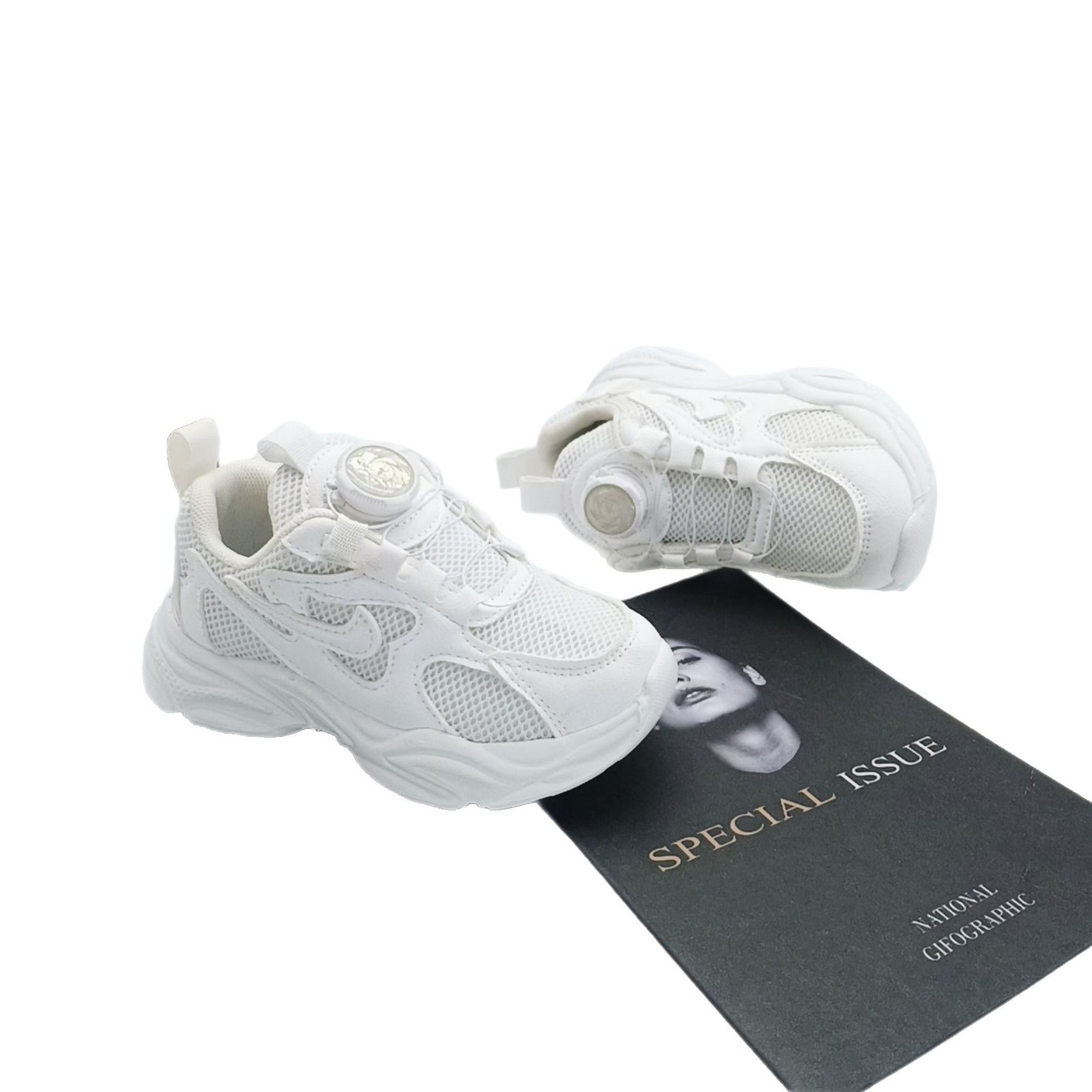Día del Día del Niño, zapatos blancos, niños de 5 a 9 años, zapatos deportivos para niños de una sola red, zapatos para correr, niños con suela ligera