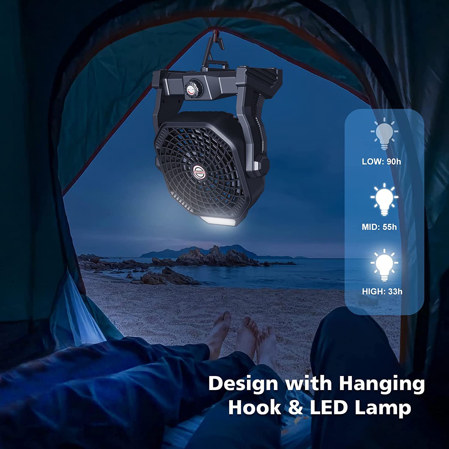 Ventilador de Camping para Colgar y Escritorio X21 Recargable para Camping