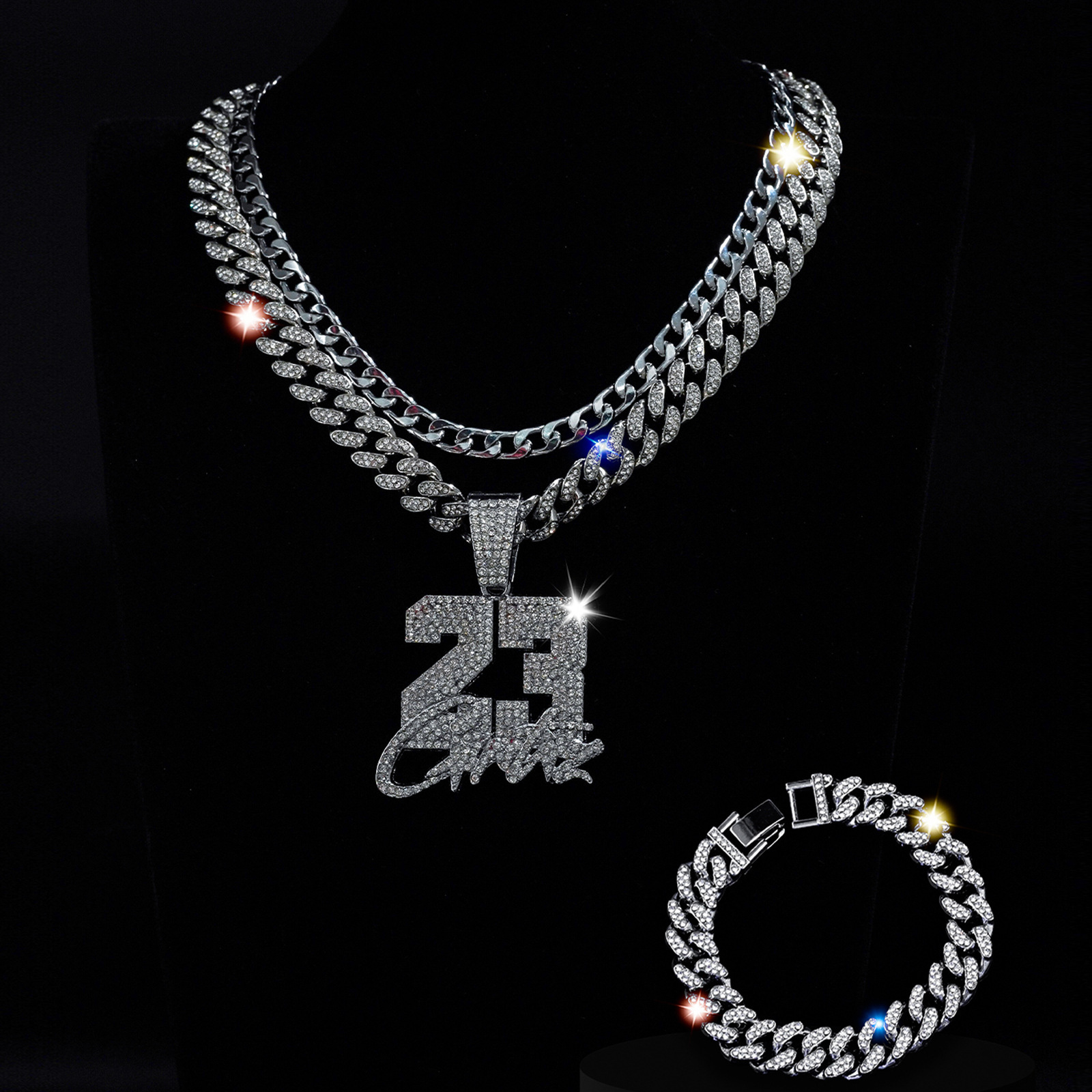 Cuban Chain Bracelet For Men Layered Micro Inlaid Rhinestone_voghion.com