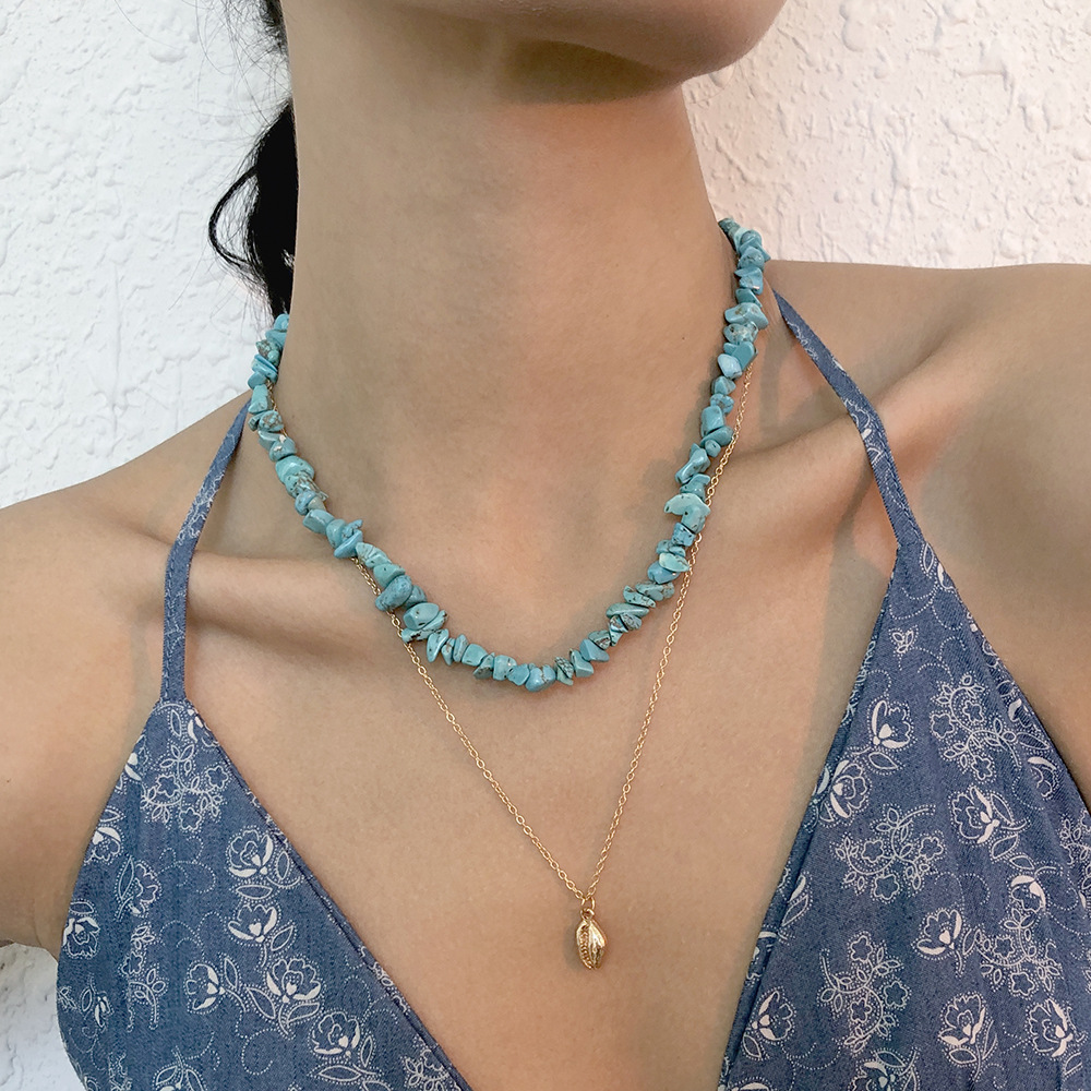 Retro Double Necklace Turquoise Necklace Wholesale Nihaojewelry display picture 3