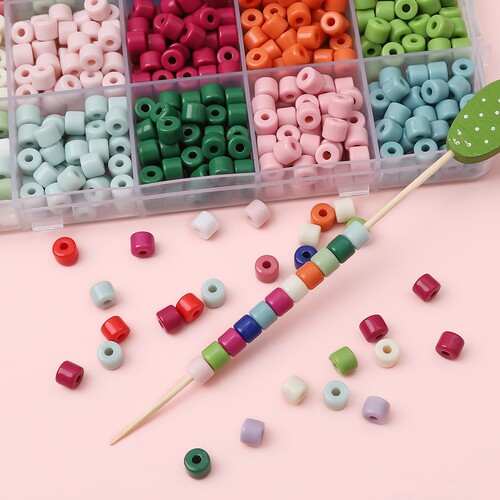 6mm acrylic solid color small cylindrical cream beads loose beads DIY handmade beaded mobile phone chain bracelet jewelry accessories