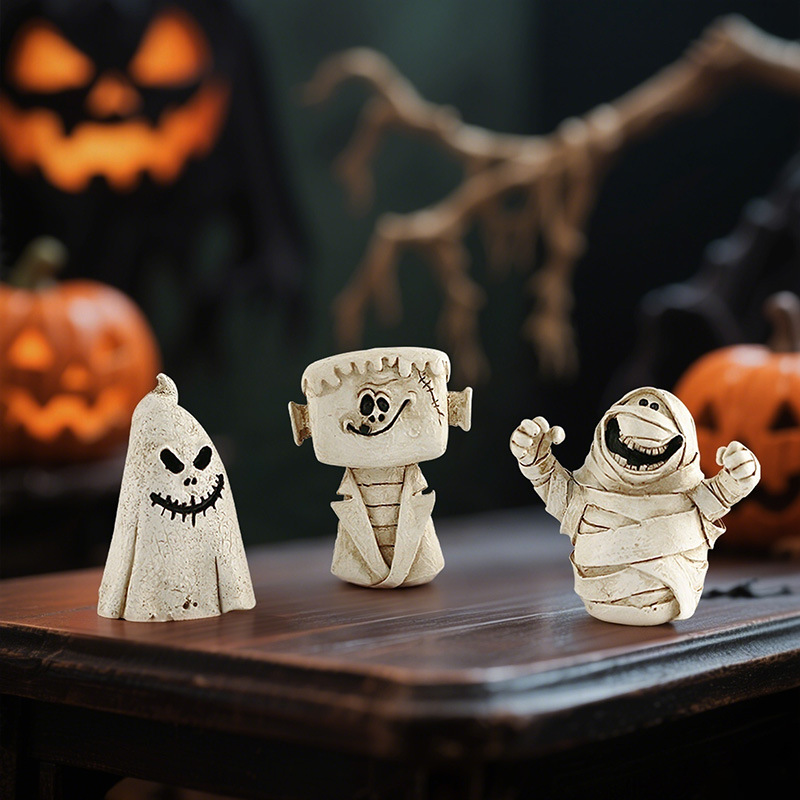 New Pumpkin Head Ghost Halloween Scene Decoration Trendy Resin Ornaments Desktop Decorations Small Ornaments