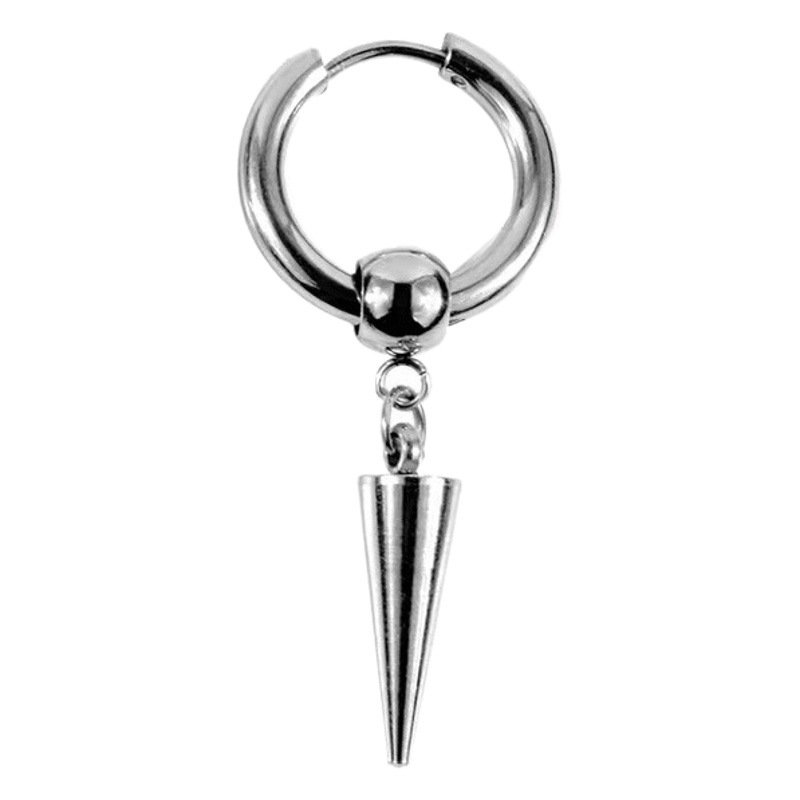 Amazon Men's Earrings Versatile Korean Style Pointed Cone Ear Studs Trendy Niche Stainless Steel Non-Pierced Ear Clips