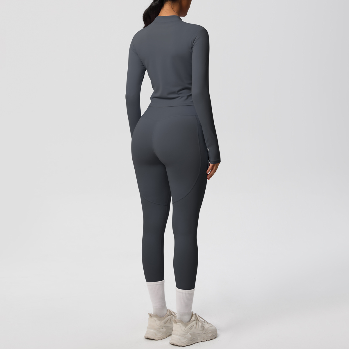 Sport Style Solid Color Nylon Spandex Zip Collar Tracksuit Coat Sweatpants display picture 41