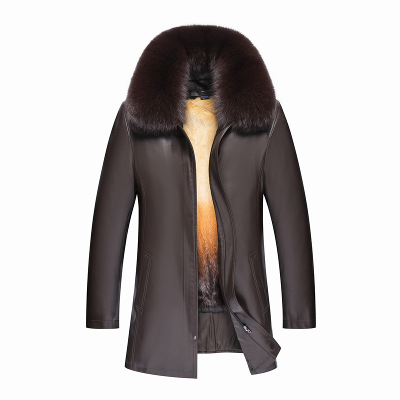 Haining sheepskin genuine leather jacket men's overcoat fur coat…