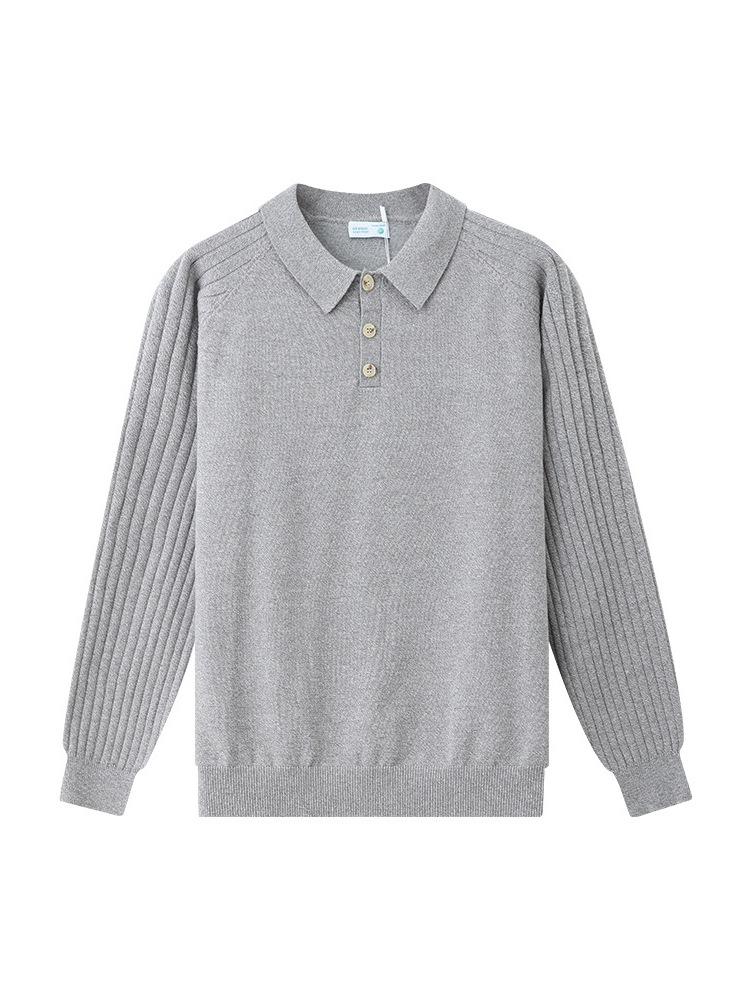 La vieja ropa de hombre suéter de alta sensación camiseta de punto hombre de negocios casual con solapa de manga larga camiseta polo de hombre