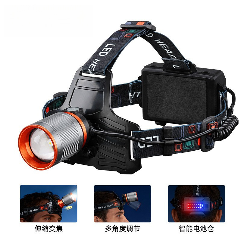 Outdoor White Laser Night Fishing Headlamp Camping Strong Light Led Lighting Flashlight Outdoor Rechargeable Head-Mounted Portable Miner's Lamp