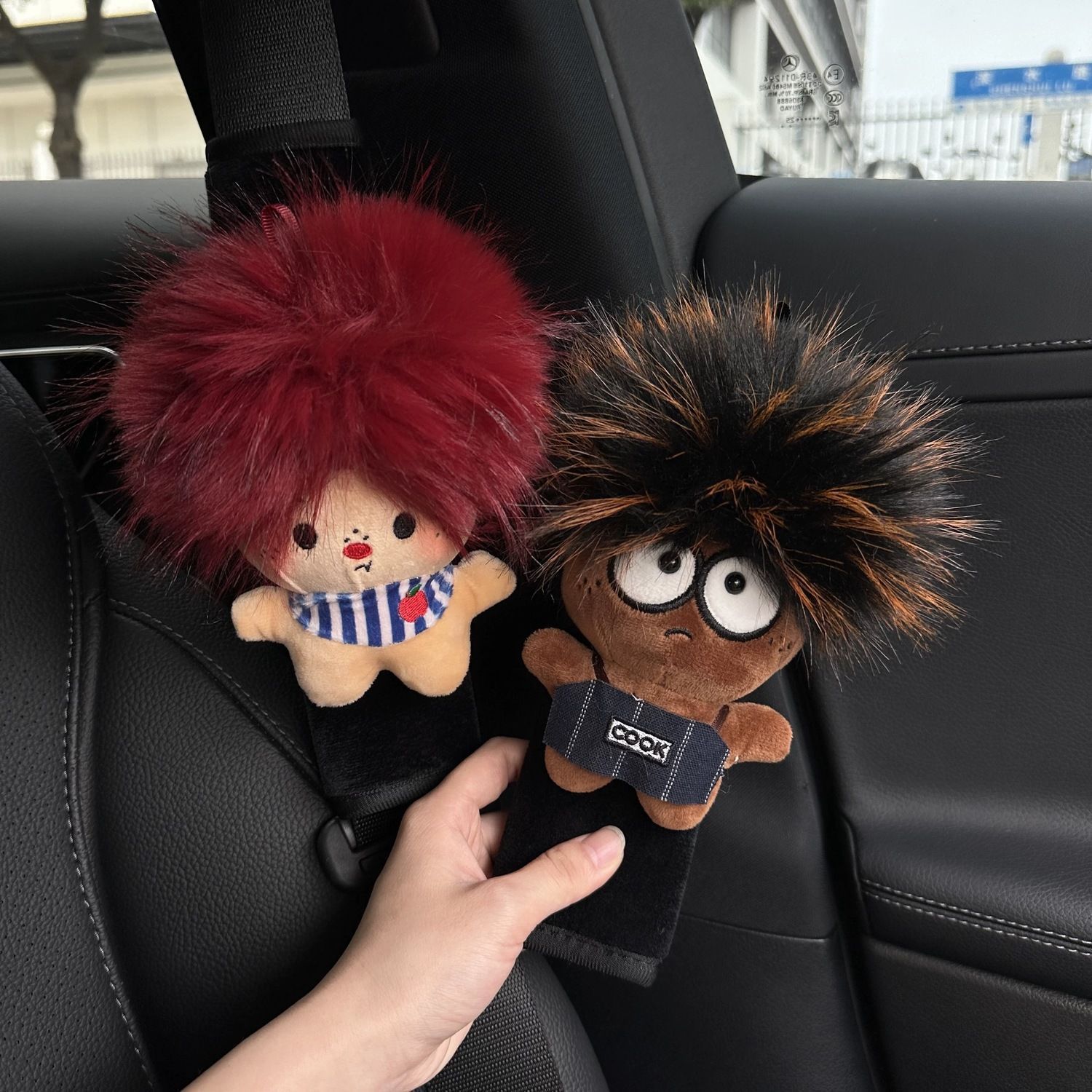 Cute Afro-Style Car Seatbelt Shoulder Pads, Car Seatbelt Covers, Car Interior Decoration Items, Anti-Neck Strangulation