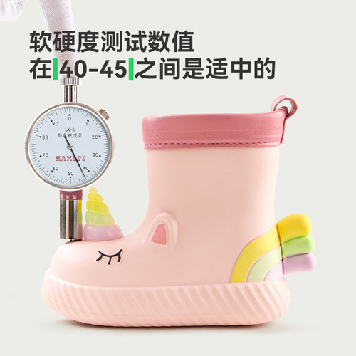Happy Mary Children's Rain Shoes Women's Cross-border Baby Girls Rain Shoes Student Waterproof Anti-Slip Children's Rubber Shoes