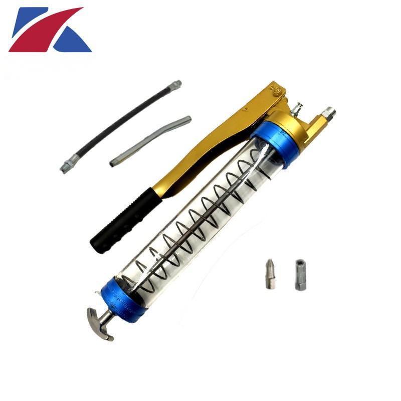 滑轮式挖机黄油加油枪手动滚轮高压小型透明900cc润滑脂注油枪