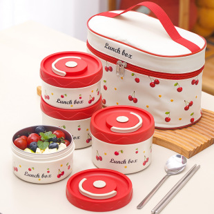 New Cherry 316 Stainless Steel Lunch Box Portable Lunch Box for Students and Office Students Microwave Heatable Lunch Box