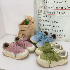 Korean Style Versatile Low-top Sporty Women's Shoes 2024 Spring Student New Thick Sole Canvas Shoes Women Fashion Hong Kong Style