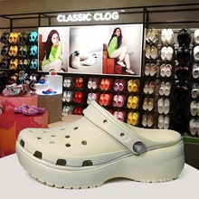 cross洞洞鞋女款夏跨境电商包头休闲厚底云朵老爹沙滩鞋包头拖鞋