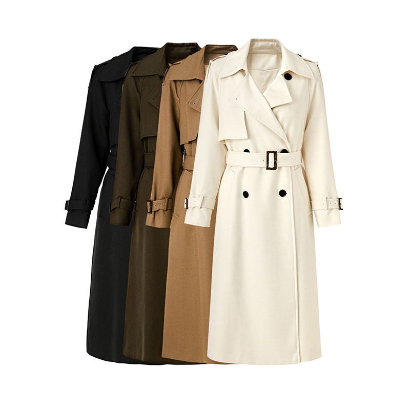 Nanyou Wool Blend Trench Coat for Women, 2026 Spring and Autumn, Simple European and American Style, Belted Coat, High-End Mid-Length Trench Coat