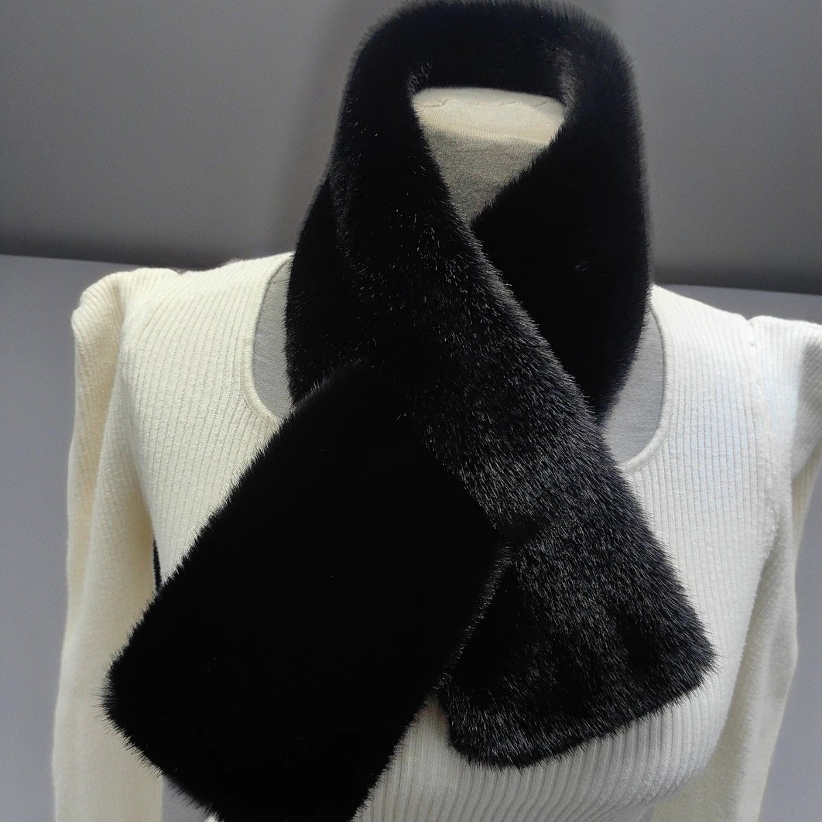 Bufanda de Peluche de Piel Sintética Doble Cara Térmica para Invierno