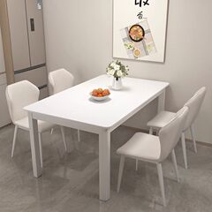 モダンなクリームスタイルの白いシンプルなダイニングテーブル家庭用小さなアパートメントスレートダイニングテーブル長方形のダイニングテーブルと椅子の組み合わせ
