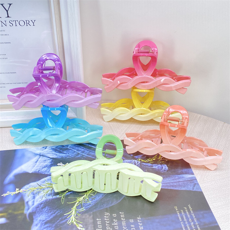 Nuevo color brillante gradiente cuadrado grande pequeño y mediano tamaño horquilla clip de la cabeza de la espalda de las mujeres dos yuanes tienda de accesorios de cabeza