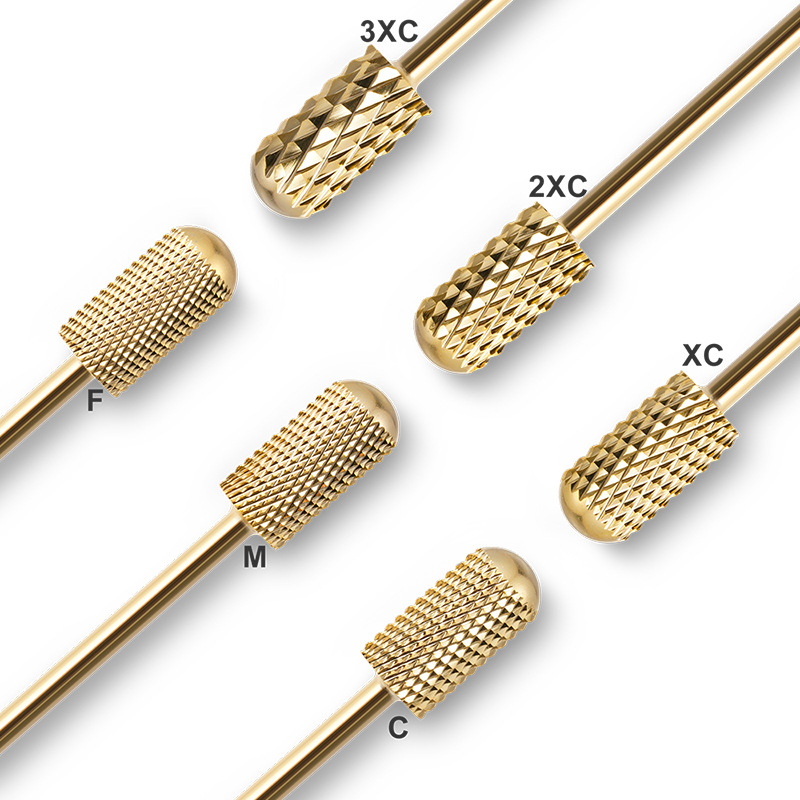 Uña transfronteriza dorada uñas pulidoras aleación de acero de tungsteno uñas pulidas brocas herramientas de uñas pulidas brocas de descarga