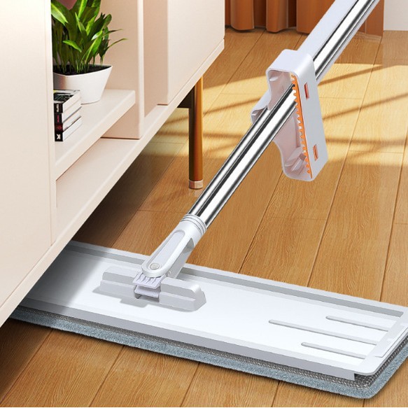 Dormitory Household Flat Mop, Hands-Free Washing, One-Step Cleaning, Stainless Steel Extended Thick Rod, Ultra-Fine Fiber Large Mop