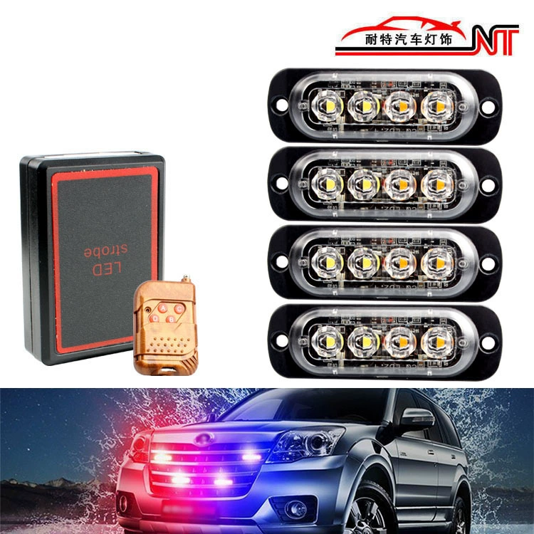 Автомобильный беспроводной пульт дистанционного управления 12 В один перетащите четыре красный и синий средний чистый свет вспышки 12 светодиодов супер яркий Мощный свет шасси