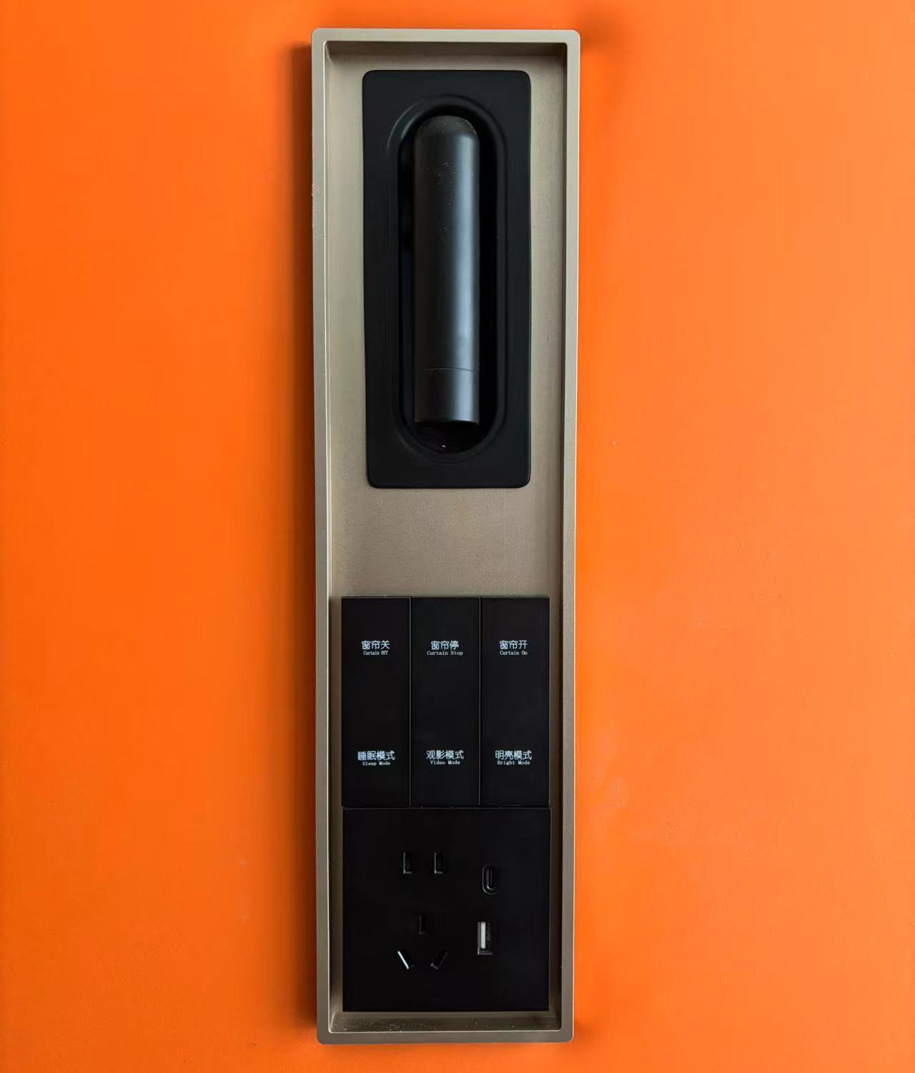 Hotel Home Decoration Soft-Packed Bed Screen Bedside Switch Socket Aluminum Alloy Sandblasting One-Piece Metal Base Decorative Frame