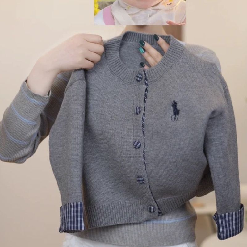 男女童套装儿童洋气韩版针织开衫毛衣贴标牛仔裤春季新款套装|undefined