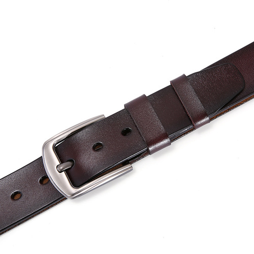 Men's Leather Belt, Simple Black Retro Pants Belt, Trendy Calfskin Leisure Pin Buckle Belt, One Piece Dropshipping