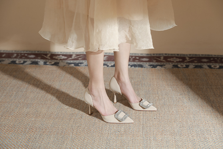 Stiletto Pumps Wedding Shoes Women's Crystal Square Pointed Heels_voghion.com