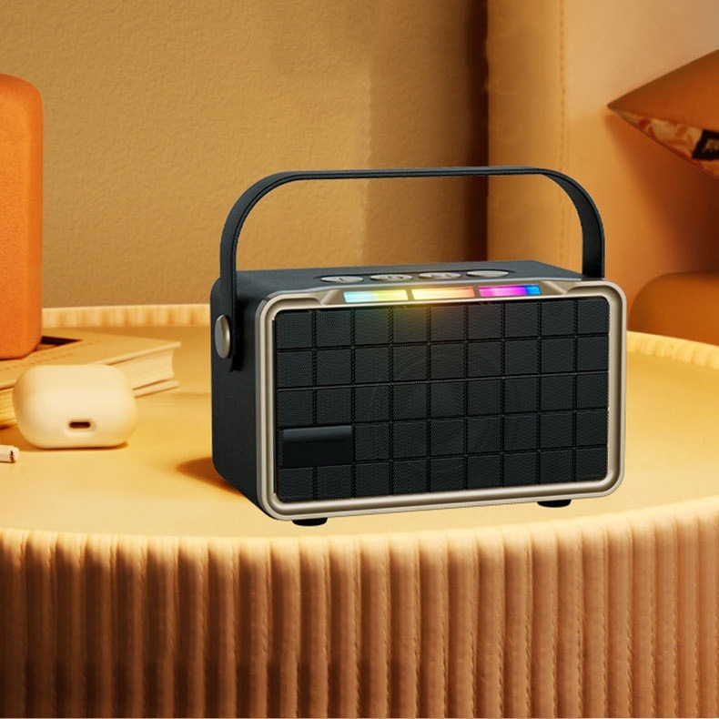 新款M50K蓝牙音箱户外便携手提无线双麦克风重低音炮RGB 灯小音响|undefined