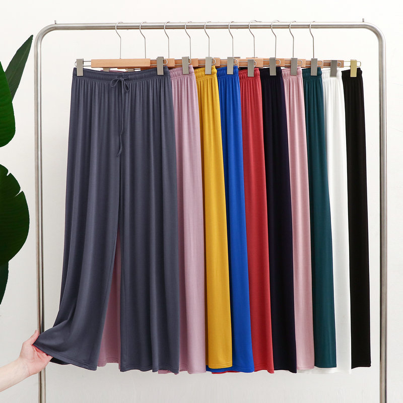 140g Weight Full Length Pants Length Modal Fabric Type Women's Street Casual Solid Color Full Length Casual Pants Wide Leg Pants