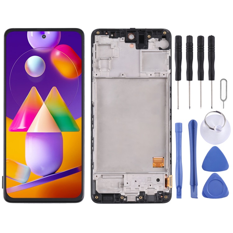 Montaje táctil LCD original para Samsung para Galaxy M31s SM-M31 con marco