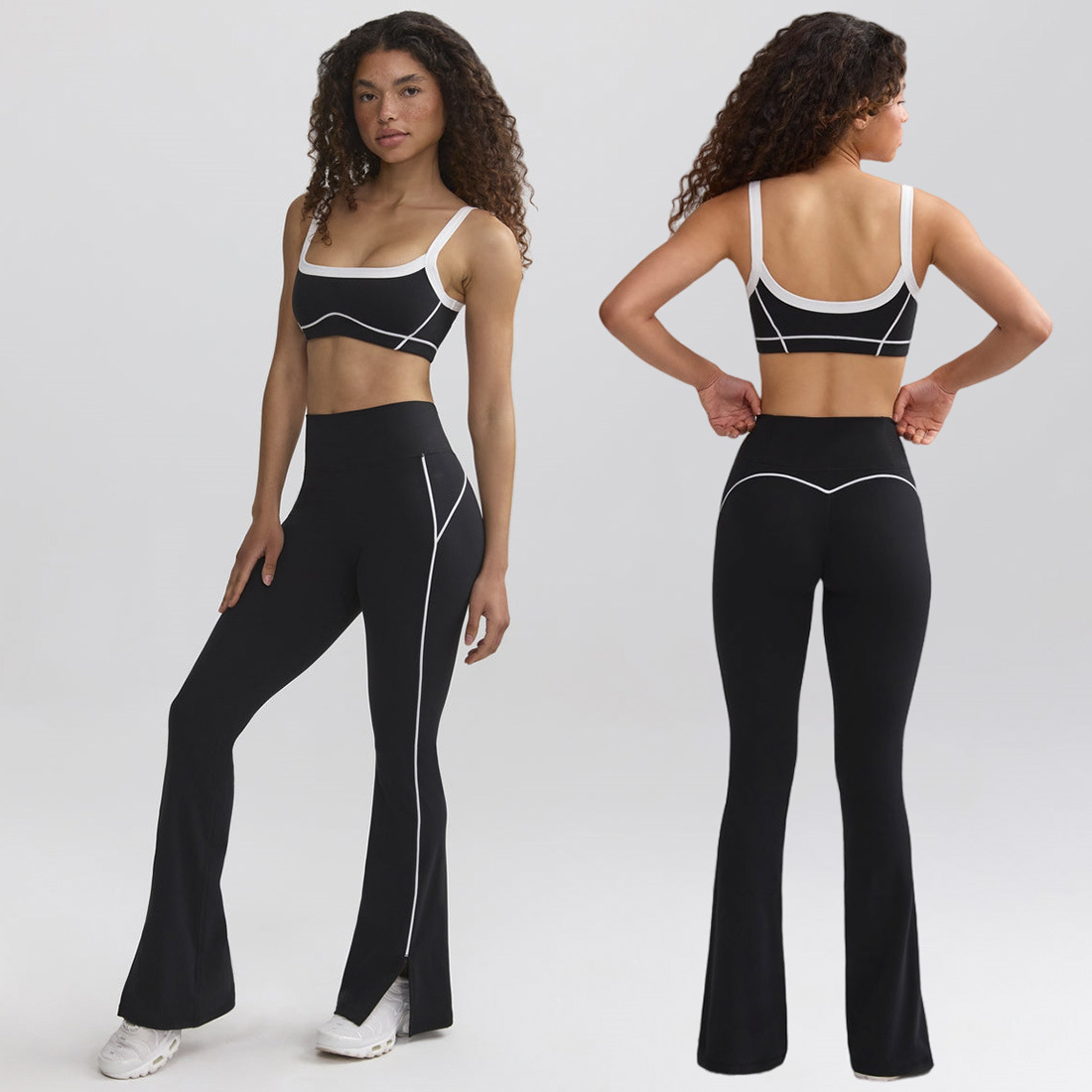 Pantalones de yoga deportivos de ocio transfronterizos, medias de mujer, pantalones acampanados de secado rápido que absorben la humedad de alta elasticidad, pantalones de yoga de cintura alta