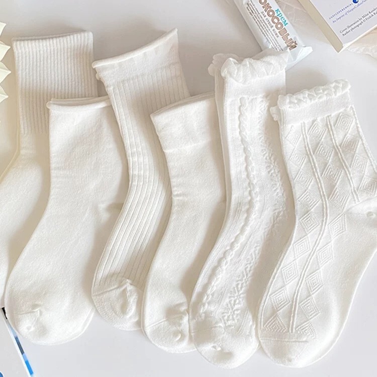 White socks women's summer cute Japanese jk lace Mary Jane with small leather shoes tube socks cotton summer thin White socks women's summer cute Japanese jk lace Mary Jane with small leather shoes tube socks cotton summer thin
