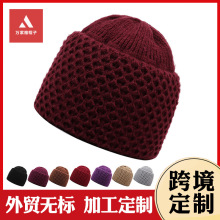批发中老年冬季防寒帽子新款时尚圆顶毛线针织帽老太太妈妈套头帽