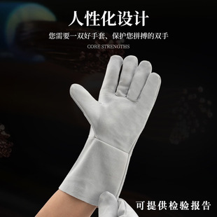 Single-layer soft cowhide gloves welding welder full leather heat insulation flame retardant labor protection gloves thin one-piece delivery