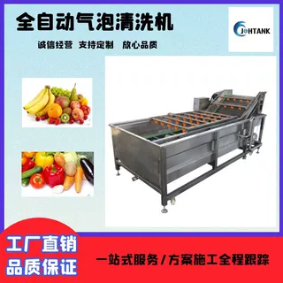 定制全自动果蔬气泡清洗机水果喷淋打蜡机大姜药材清洗风干流水线