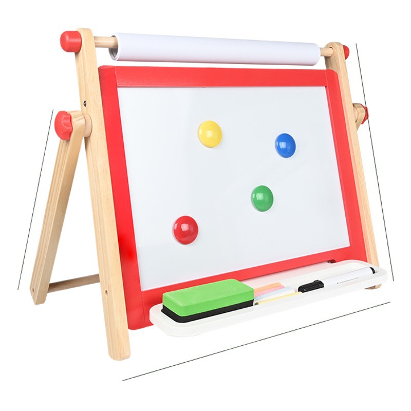Tablero de dibujo de rompecabezas magnético multifuncional de doble cara de los niños de madera educación de la primera infancia pintura estante de aprendizaje Ilustración tablero de Doodle juguete