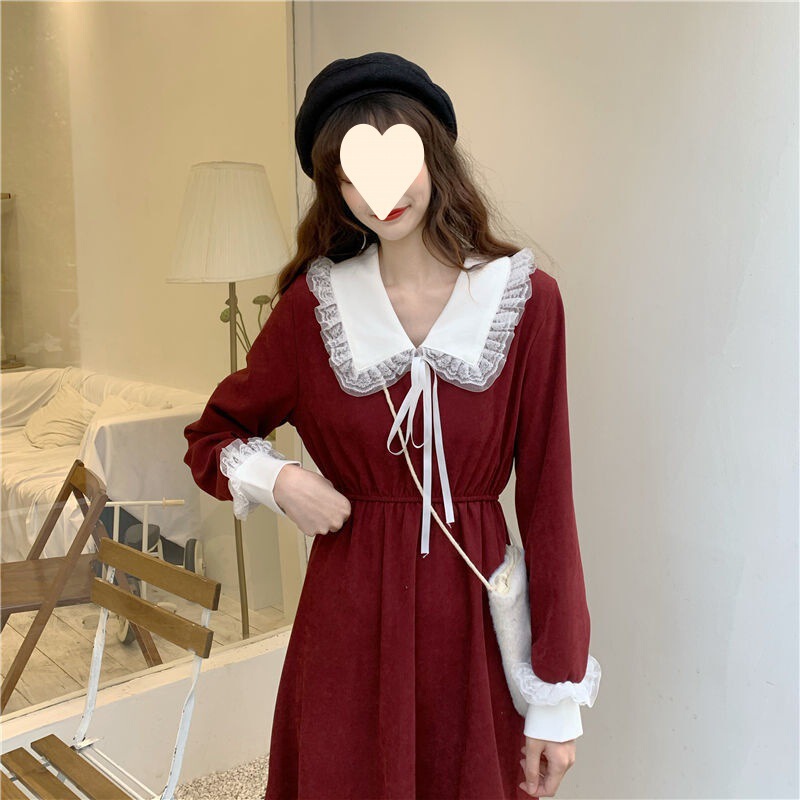 New Christmas Autumn and Winter French-Style Dress for Women, Red Waist-Cinching Slim-Fit Long-Sleeve Hepburn-Style Dress, Plus Size New Christmas Autumn and Winter French-Style Dress for Women, Red Waist-Cinching Slim-Fit Long-Sleeve Hepburn-Style Dress, Plus Size