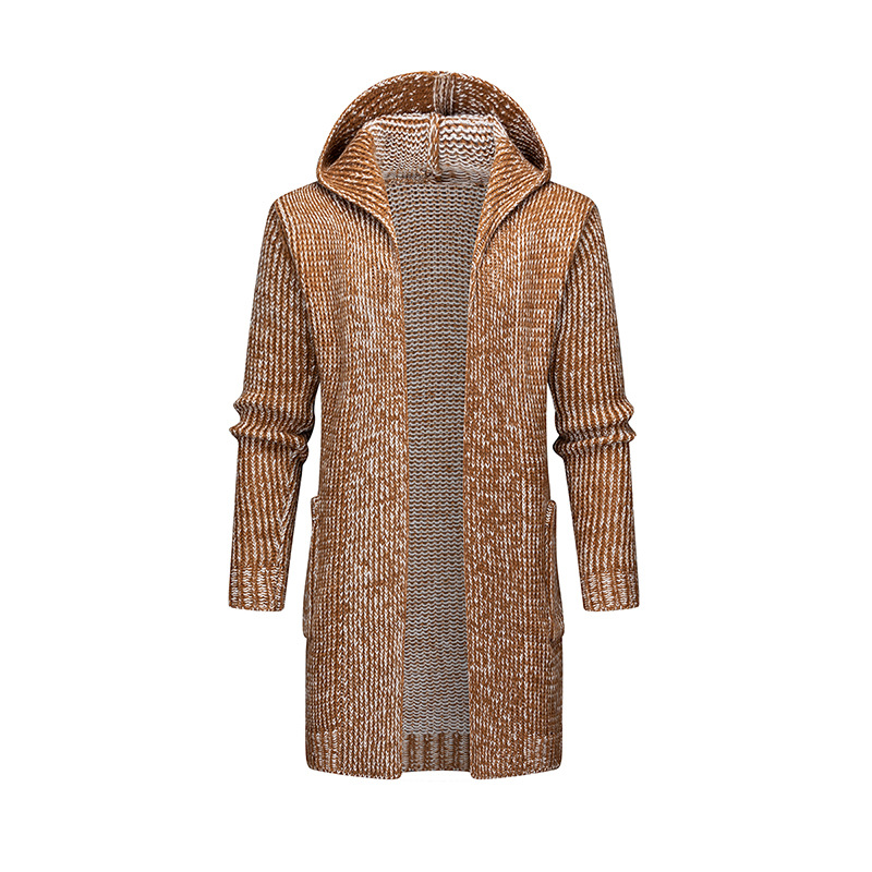 Aliexpress con capuz largo otoño nuevo suéter casual de hombre chaqueta simple cardigan con capuz camiseta de punto hombre