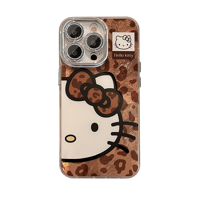 豹纹kt猫挂绳适用苹果16promax手机壳iphone14冰川纹15高级感女生|undefined