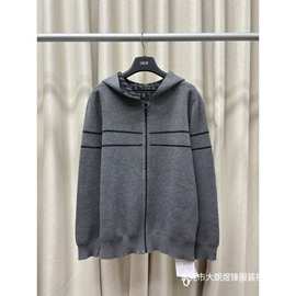 深圳南油正确高版本CD家25新款双面穿连帽长袖针织开衫上衣羊绒衫