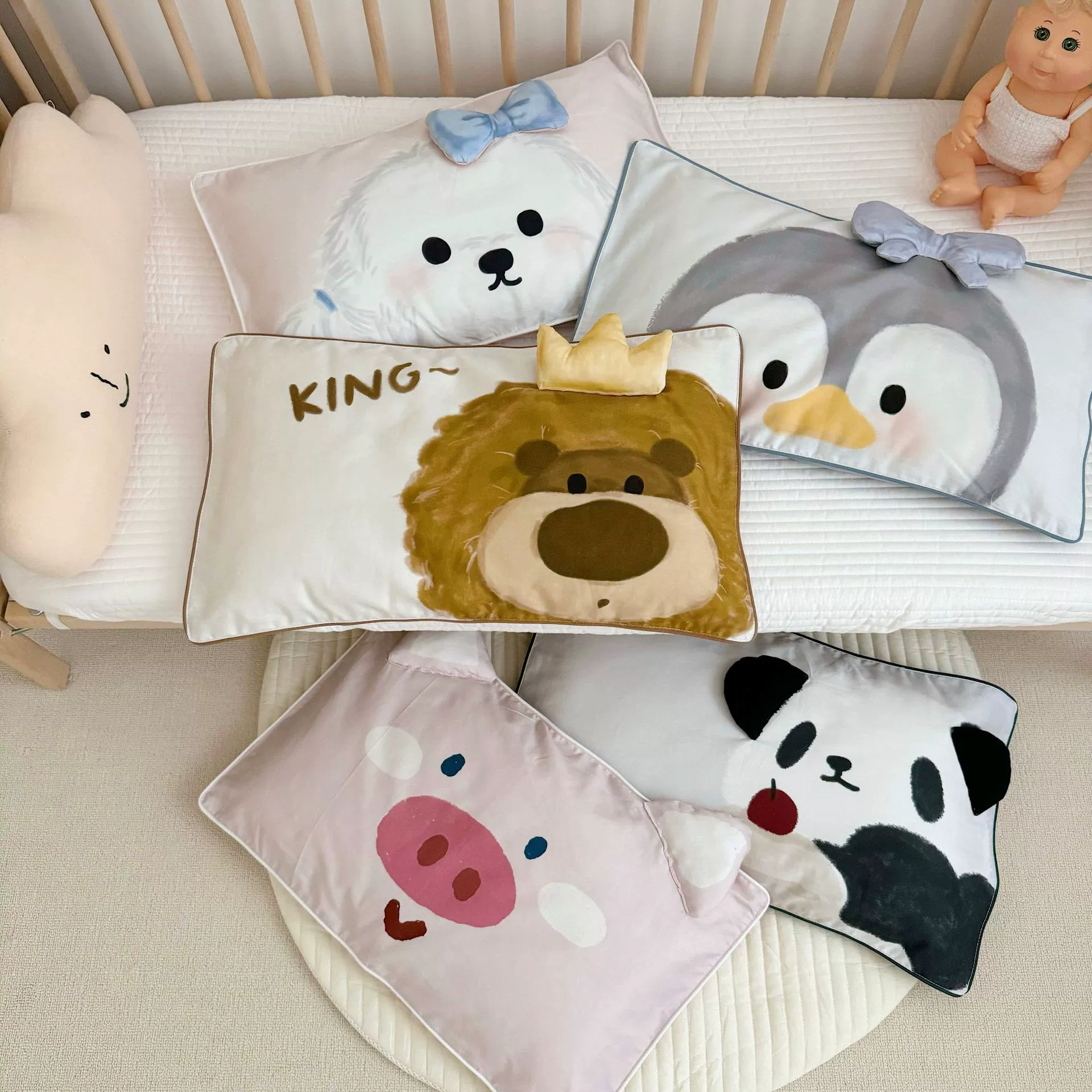Cartoon cotton children's pillowcase, pillow, scarf for students