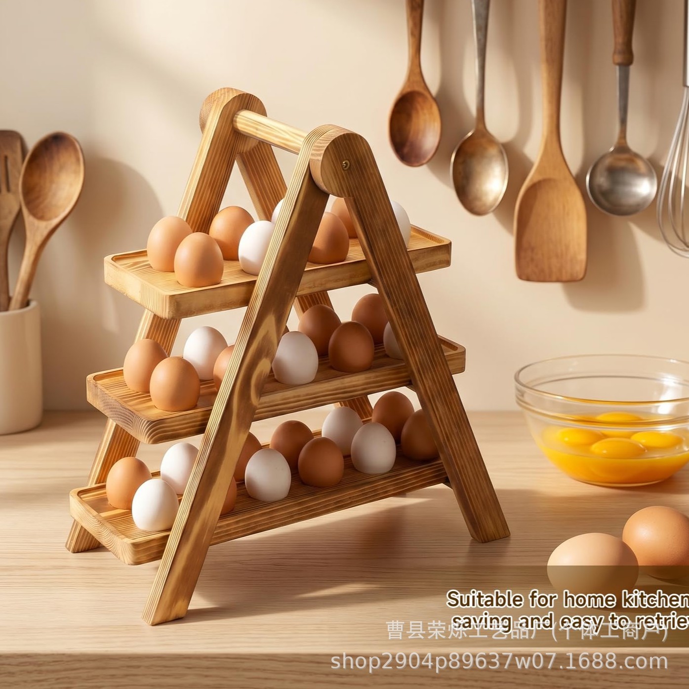 Cross-border wooden egg tray, kitchen countertop egg storage rack, detachable egg tray, toy egg display stand
