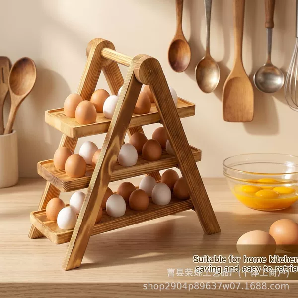 Cross-border wooden egg tray, kitchen countertop egg storage rack, detachable egg tray, toy egg display stand