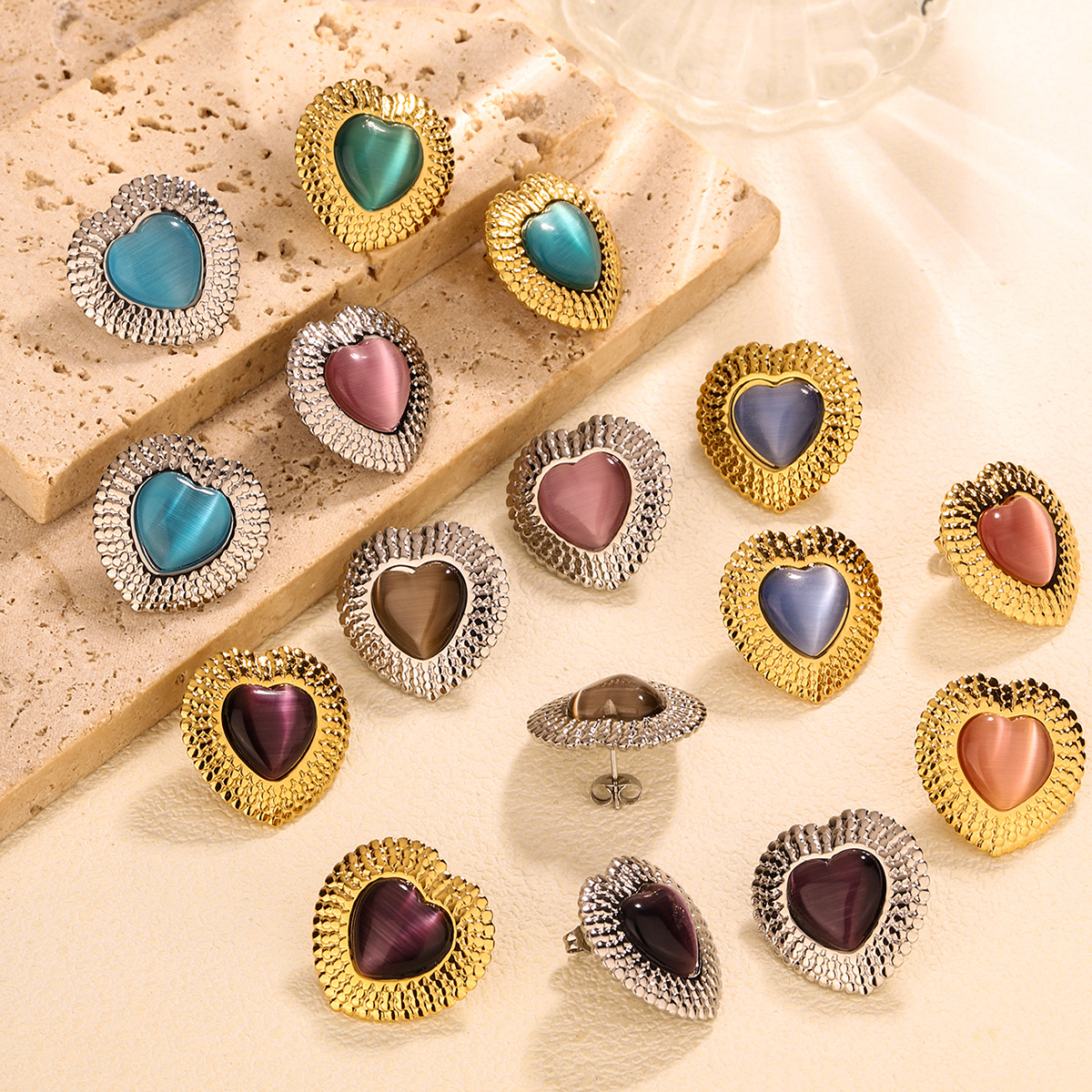 12g Weight 304 Stainless Steel Ear Needle Material Ear Studs Classification 1 Pair Quantity Casual, Shopping Occasion 304 Stainless Steel Material Heart Shape Pattern All Seasons Season Women's Gender Plating Design Vintage Style, French Style Style 1 Pair Vintage Style French Style Heart Shape Plating 304 Stainless Steel Ear Studs 9