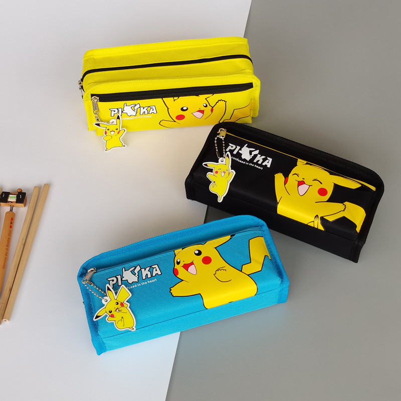 Pikachu Anime Pencil Case, Double Layer, Large Capacity